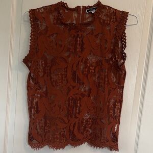 ViVI Lace Sleeveless Blouse - Rust